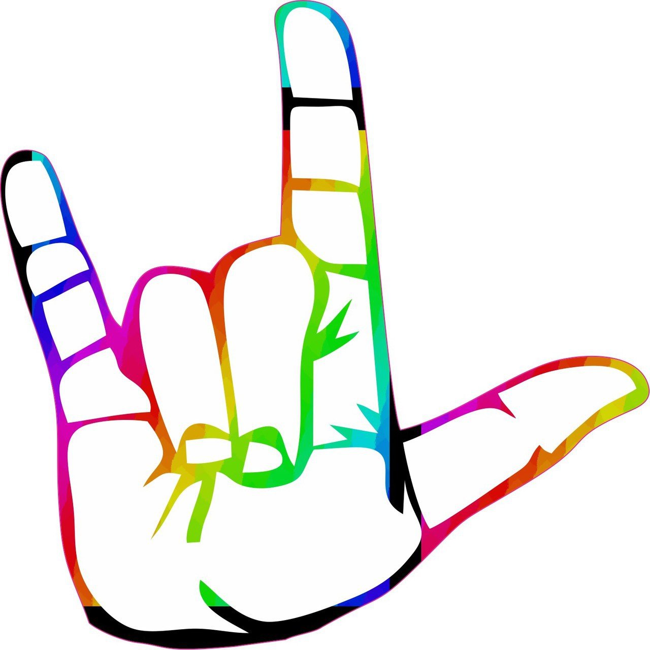 Rainbow Sign Language I Love You Bumper Sticker Vinyl ASL