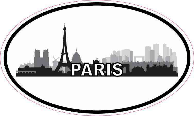 In X In Oval Paris Skyline Sticker Vinyl Luggage Decal Car Cup Stickers