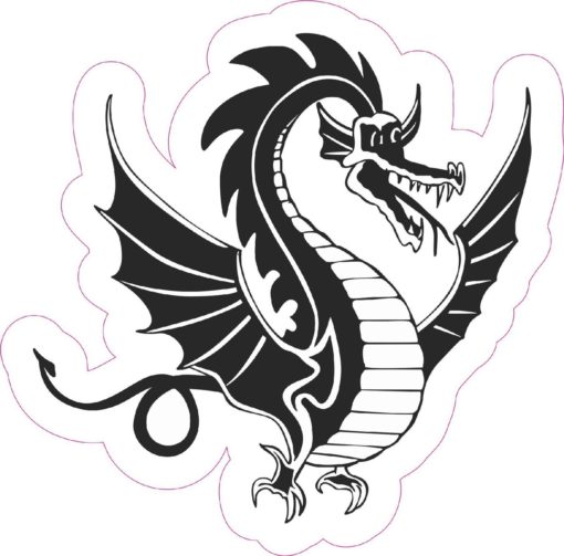 6inx6in Black and White Dragon Dragons Sticker Decal Vinyl Window Stickers Decals