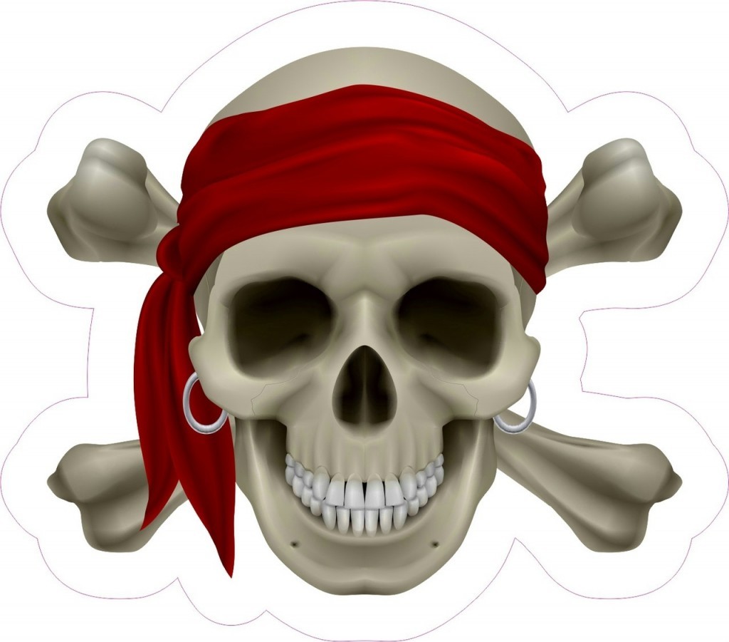 4 75x4 25in Realistic Pirate Skull Bumper Sticker Decal Vinyl Car