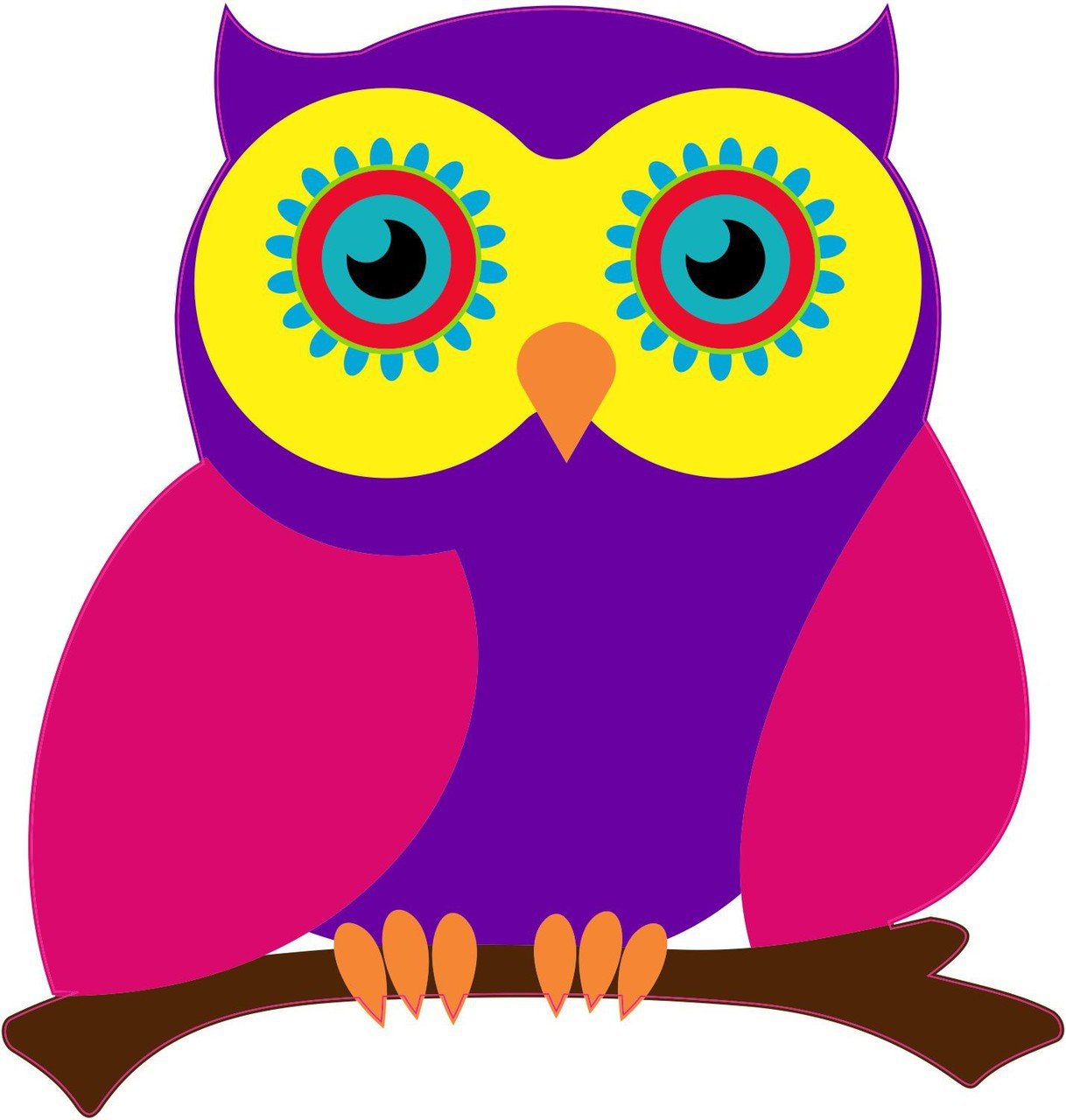 purple and pink owl