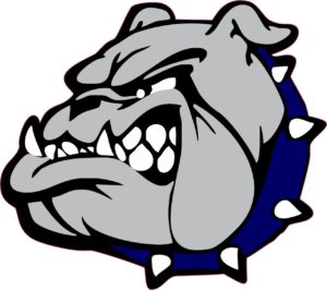 5in X 4.5in Blue Collar Bulldog Mascots Bumper Sticker Vinyl Window Decal