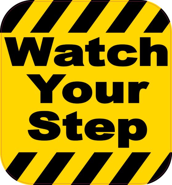 6.5in x 7in Watch Your Step Sticker Vinyl Caution Sign Decal Wall Stickers