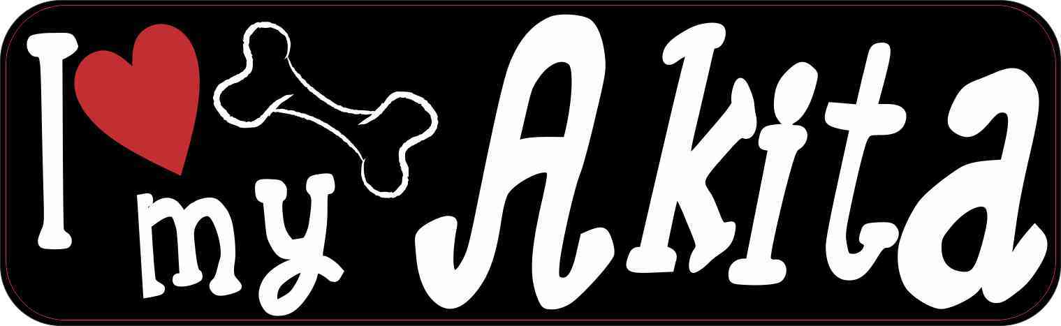 10in x 3in I Love My Akita Bumper Sticker Vinyl Truck Window Decal Decals