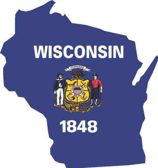 4.75in x 5in Die Cut Wisconsin Sticker Vinyl State Vehicle Bumper Stickers