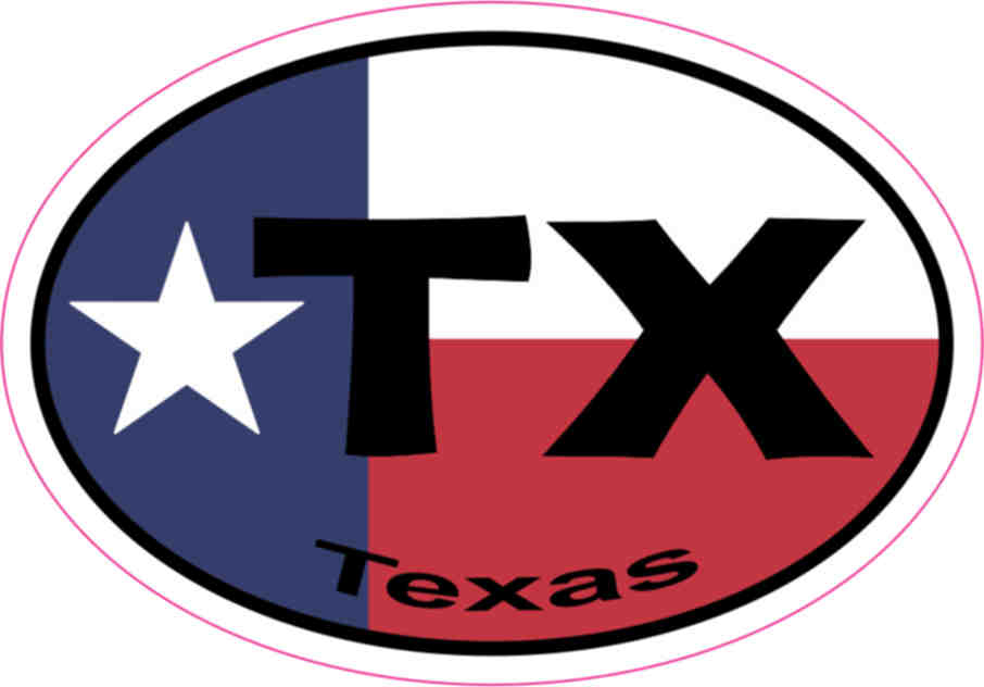 3inx2in Oval TX Texas Flag Sticker Vinyl Flags State Flag Bumper Stickers