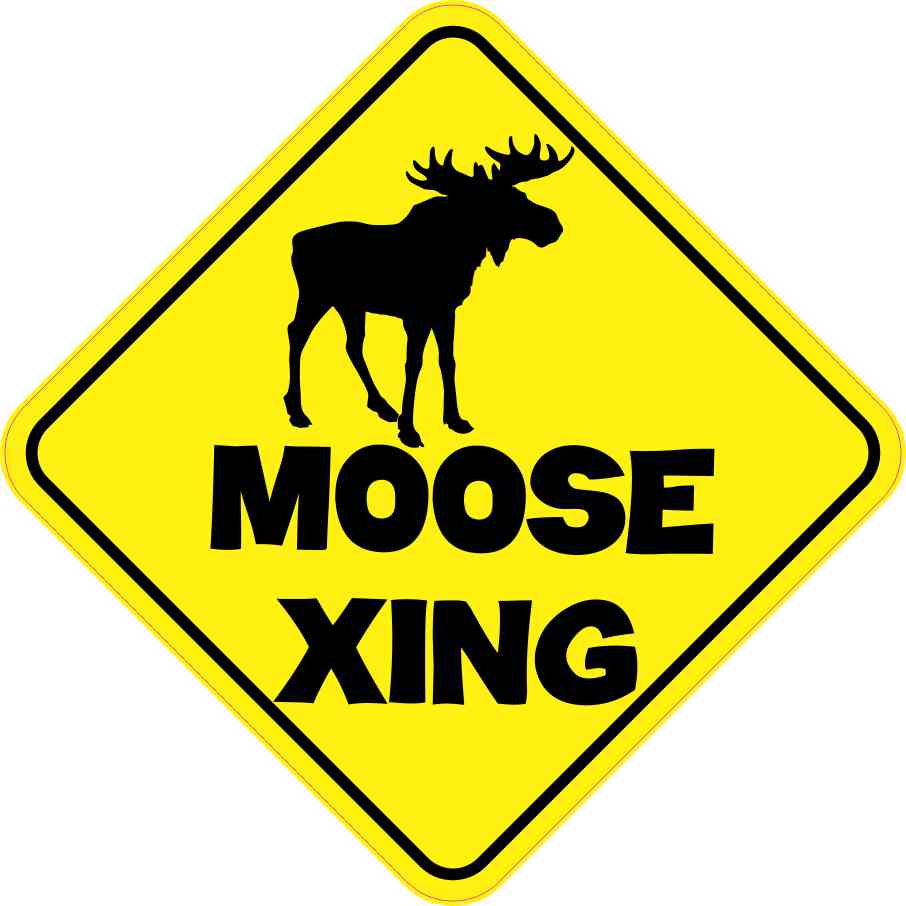 6in x 6in Moose Crossing Sticker Vinyl Caution Sign Road Signs Stickers ...