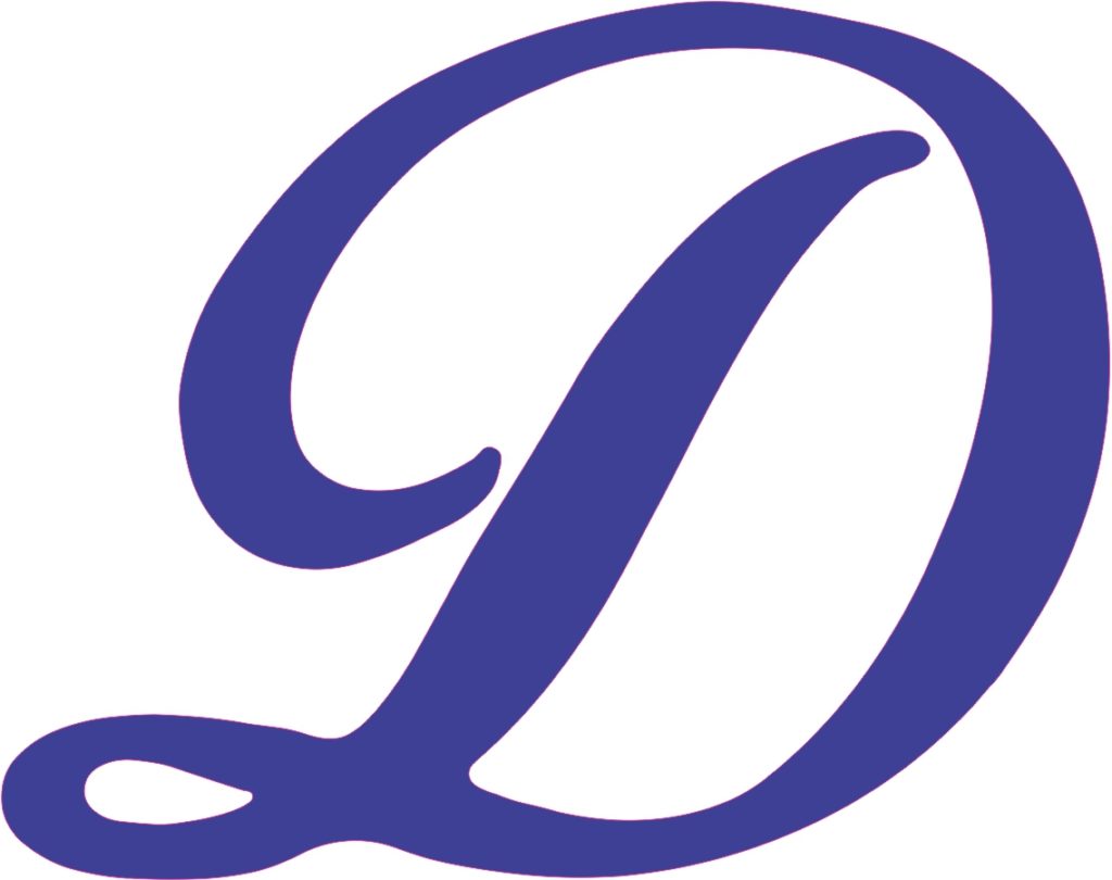 3.75in x 3in Blue Cursive D Monogram Sticker Fancy Vinyl Vehicle Stickers