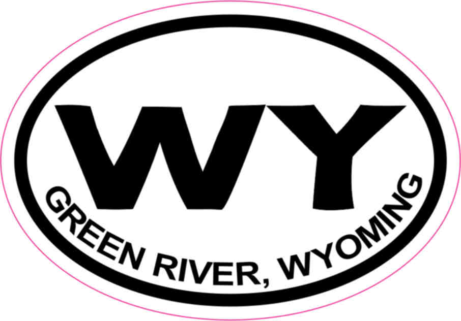 3in x 2in Oval Green River Wyoming Sticker Vinyl Cities Bumper Stickers