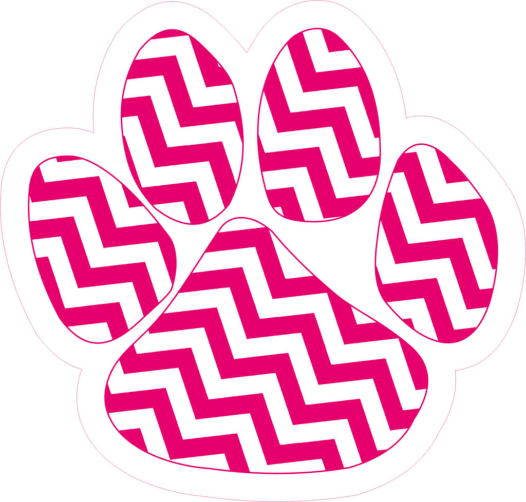 4 75in X 5in Pink Chevron Paw Print Bumper Sticker Vinyl Car Window Decal