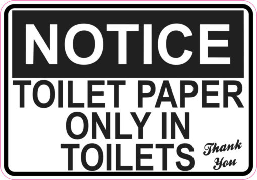 5in x 3.5in Toilet Paper Only Sticker Vinyl Restroom Wall Sign Stickers