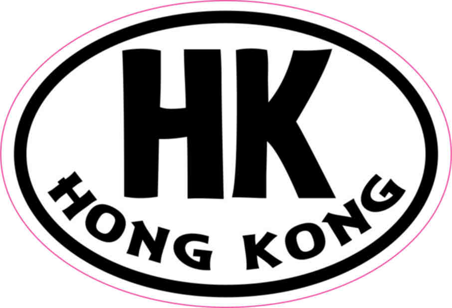 3in x 2in Oval HK Hong Kong Sticker Vinyl Cup Decal Bumper