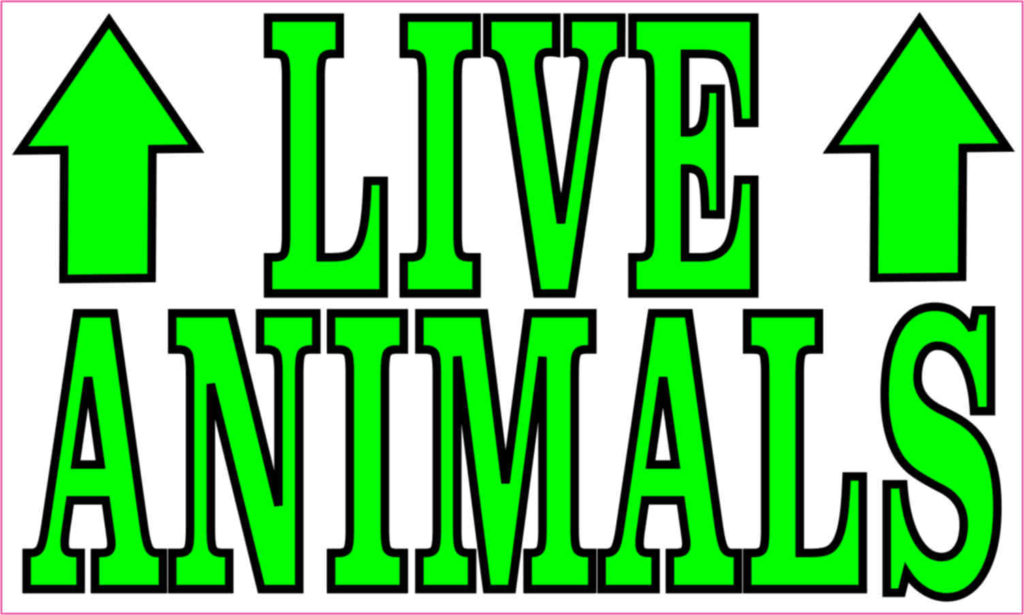 5in x 3in Live Animals Sticker Vinyl Animal Sign Decal Transport Stickers