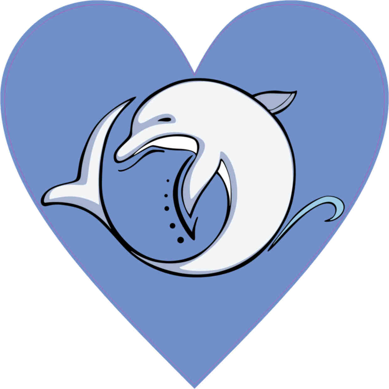 4in x 4in Dolphin Heart Bumper Sticker Vinyl Cup Decal Stickers