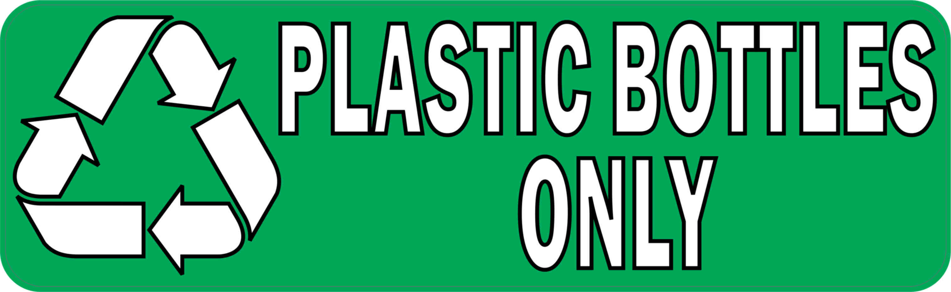 10in × 3in Plastic Bottles Only Recycling Sticker Vinyl Sign Stickers