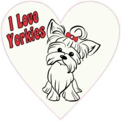 Red I Love Yorkies Heart Sticker