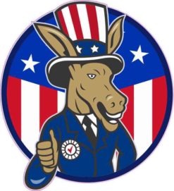 American Flag Democrat Donkey Sticker