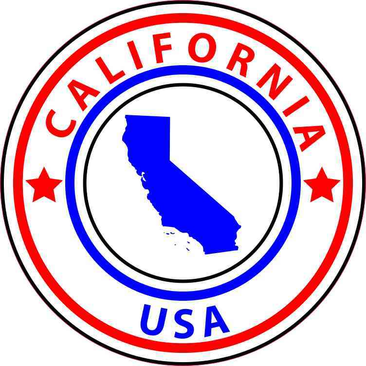 5in x 5in State Circle California Sticker Vinyl Bumper Sticker Sign Decal