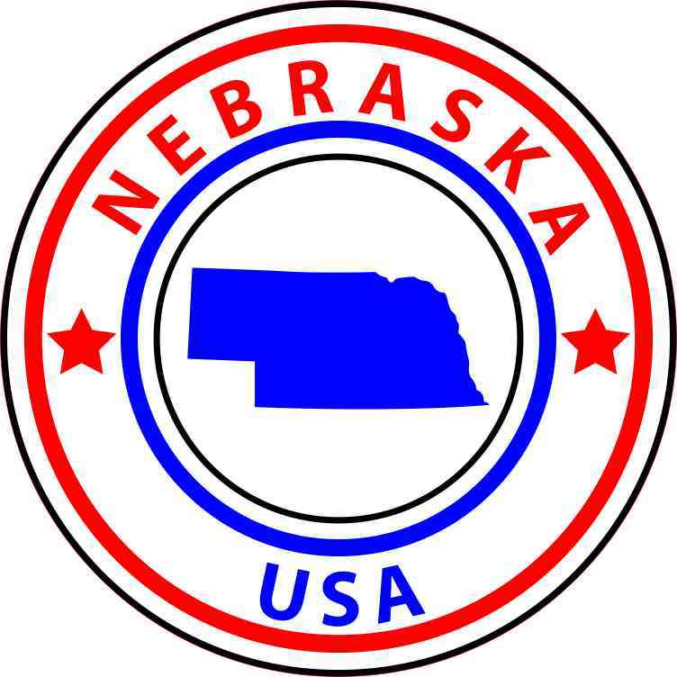 5in X 5in Circle Nebraska State Sticker Vinyl Bumper Sticker Sign Decal
