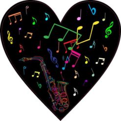 Neon Saxophone Heart Sticker