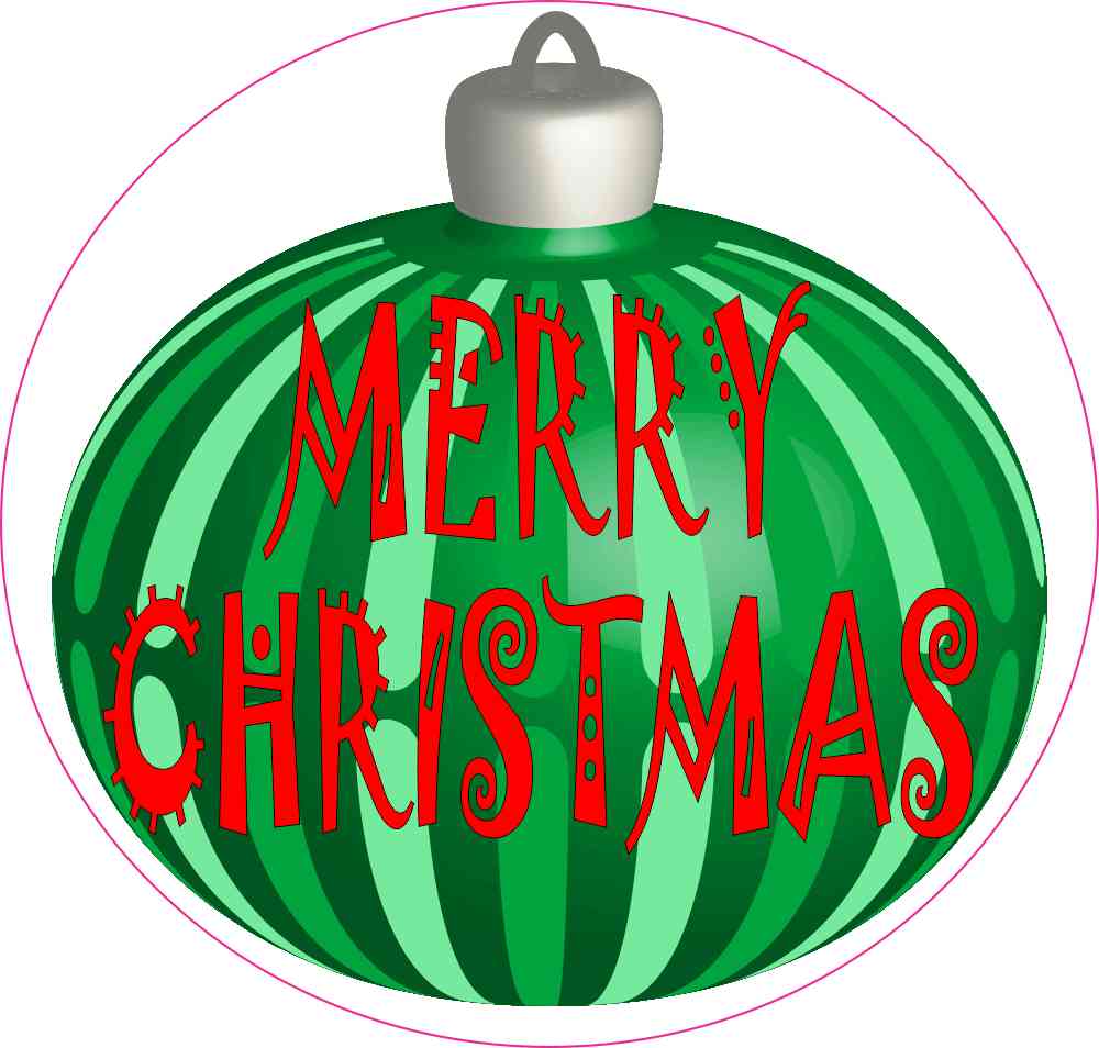 Download 3.25in x 3.25in Green Ornament Merry Christmas Sticker ...