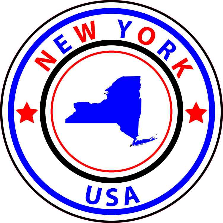 5in x 5in State Circle New York Sticker Vinyl Bumper Sticker Sign Decal