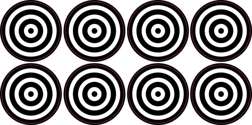 [8x]1.25in x 1.25in Bulls-eye Target with Clear Background Sticker Decals