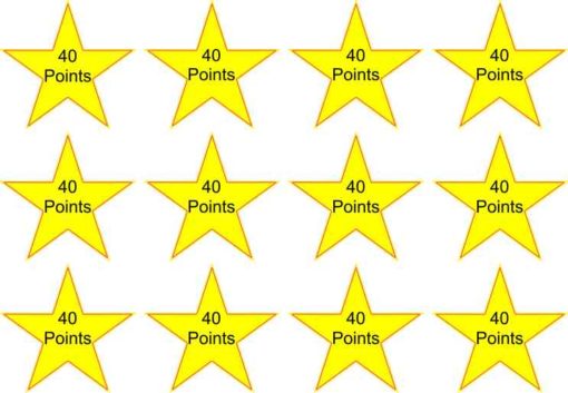 1inX1in 15x 40 Points Club School Star Sticker Vinyl Reward Sticker Decals