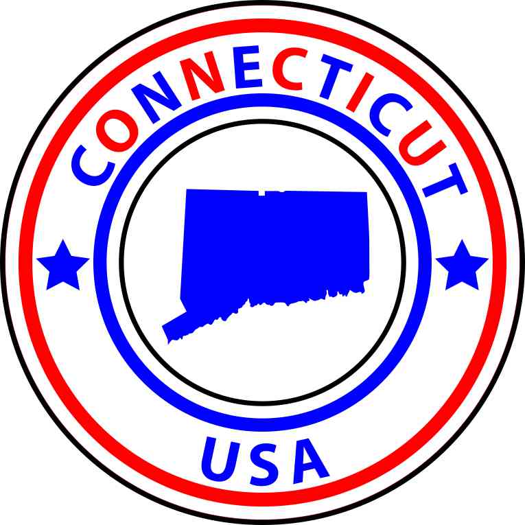 5in x 5in State Circle Connecticut Sticker Vinyl Bumper Sticker Sign Decal