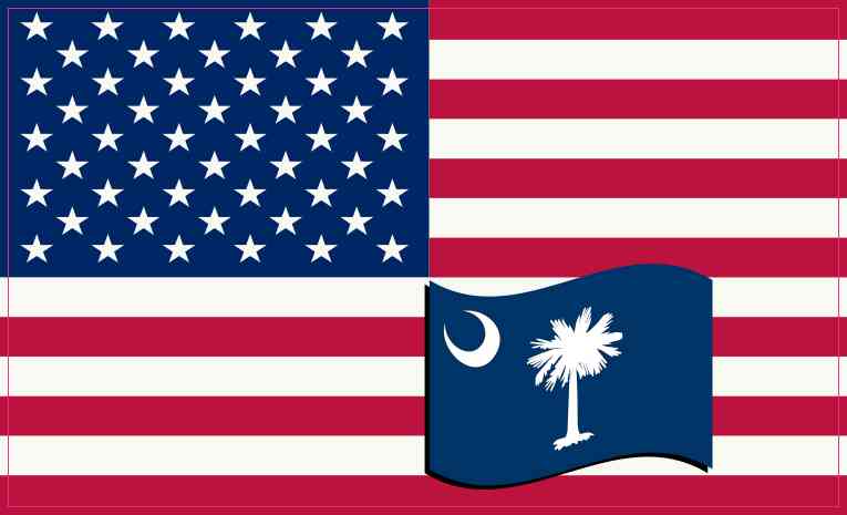 5×3 America and South Carolina Flag Sticker Bumper Stickers Vinyl Flag Decal