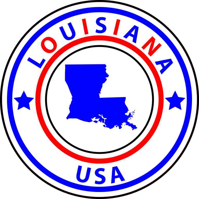 5in x 5in State Circle Louisiana Sticker Vinyl Bumper Sticker Sign Decal