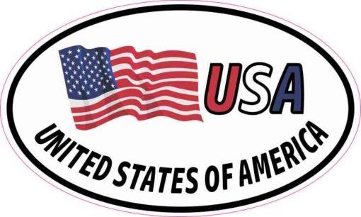 5in x 3in Oval USA United States of America Flag Sticker Vinyl Decal ...