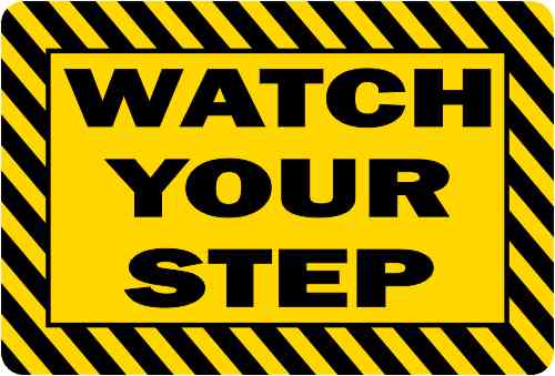 3in x 2in Watch Your Step Sticker Vinyl Caution Sign Decal Safety Stickers