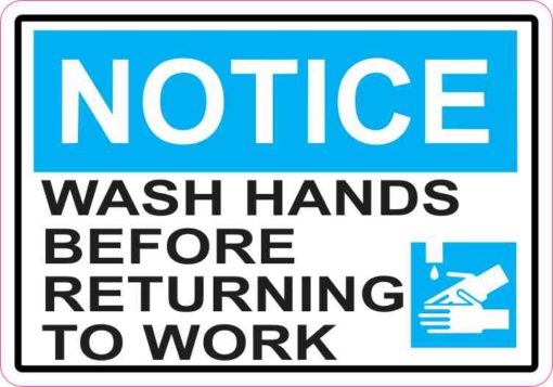 5inx3.5in Picture Notice Wash Hands Before Returning To Work Sticker Sign