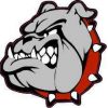 [3x] 1.5in x 1.5in Red Collared Bulldog Mascot Stickers School Team Decals