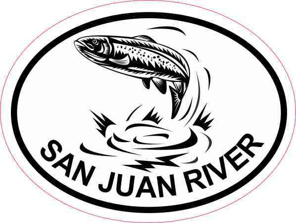 4in x 3in Oval Trout San Juan River Sticker Car Luggage Fishing Stickers