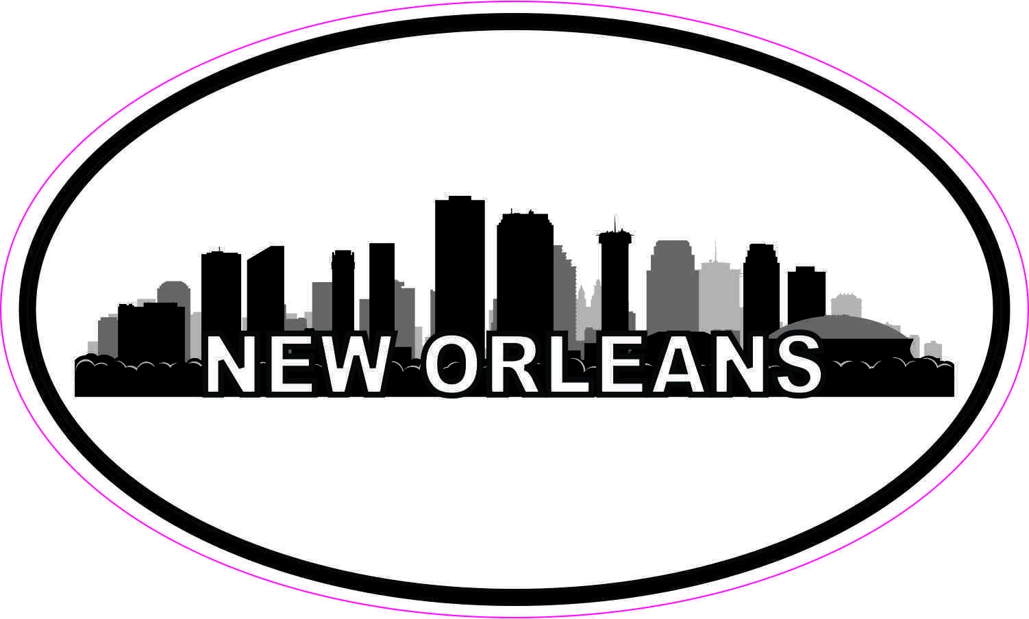 : JR Studio 3x5 inch Oval NOLA New Orleans LA Sticker - Decal  City Bumper Louisiana Saints Vinyl Decal Sticker Car Waterproof Car Decal  Bumper Sticker : Automotive