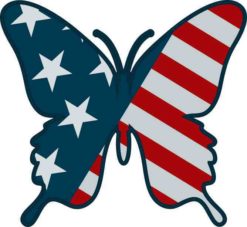 4.25in x 4in American Flag Butterfly Sticker Vinyl Patriotic Vehicle Decal