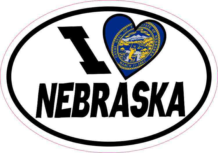 5in x 3.5in Oval I Love Nebraska Sticker