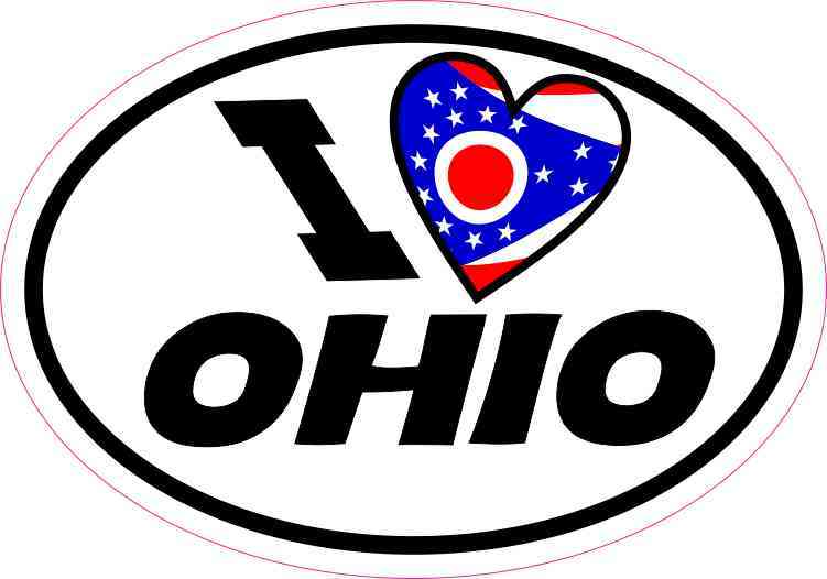 5in x 3.5in Oval I Love Ohio Sticker