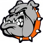 3in x 3in Orange Collared Bulldog Mascot Sticker