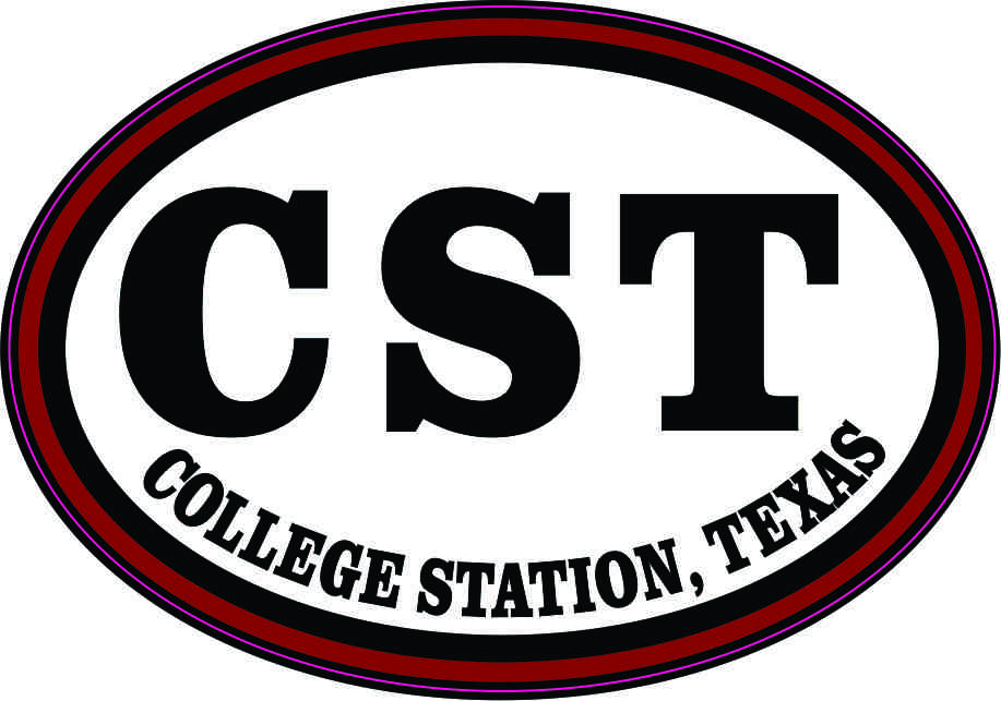 3in x 2in Maroon Oval CST College Station Texas Sticker