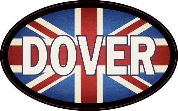 4in x 2.5in Oval UK Flag Dover Sticker Car Truck Vehicle Bumper Decal