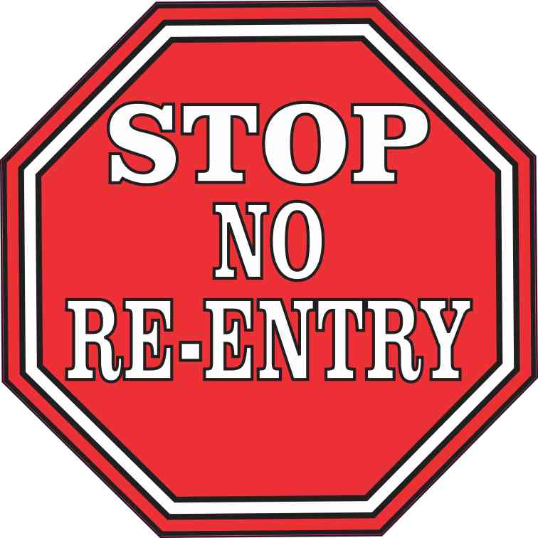 5in x 5in Stop No Re-Entry Sticker