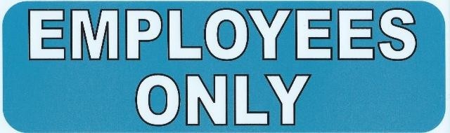 10in x 3in Blue Employees Only Sticker