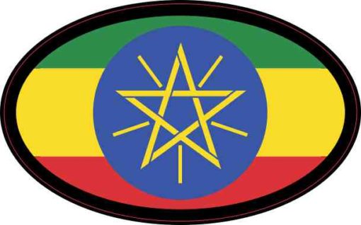 Oval Ethiopian Flag Sticker