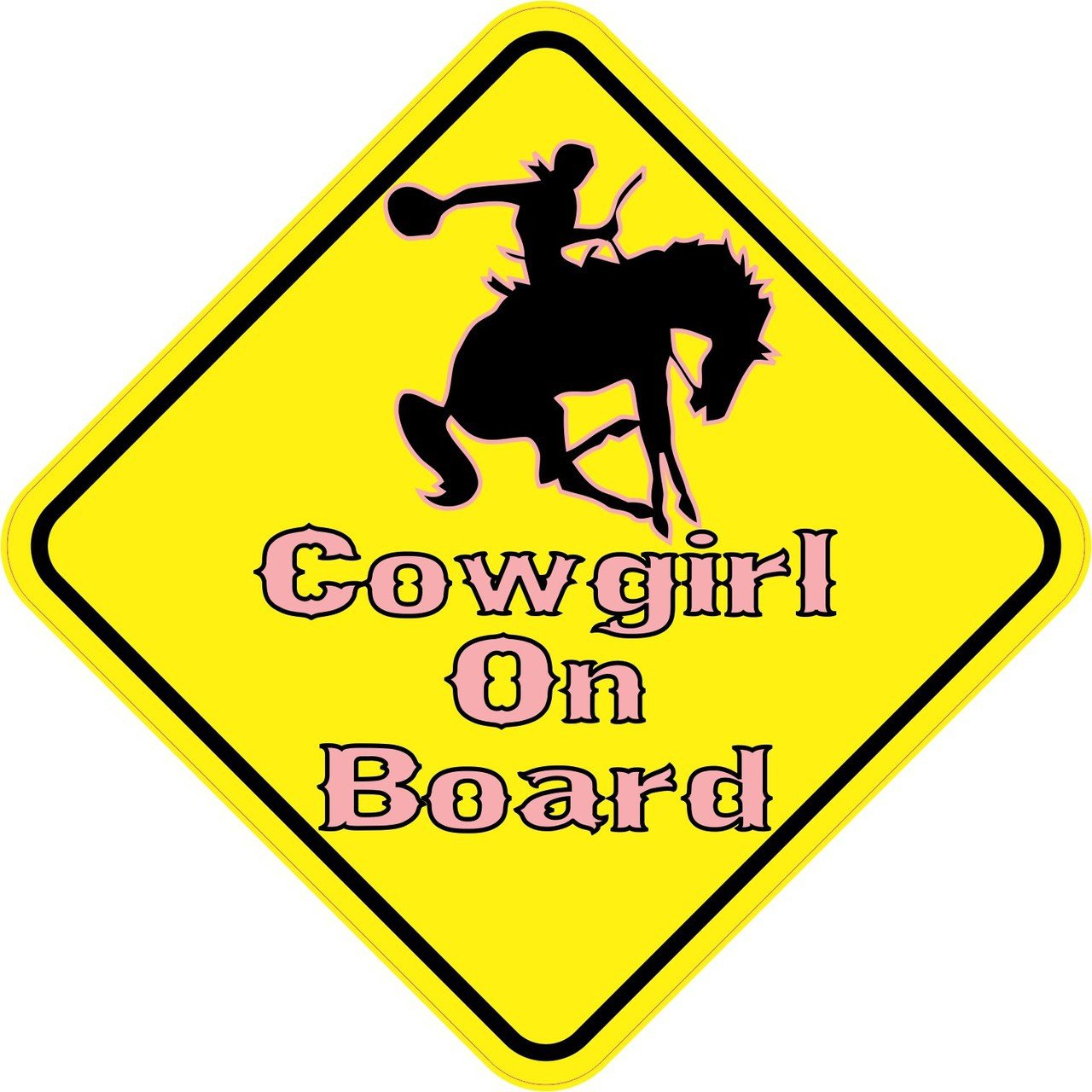 5in x 5in Pink Cowgirl On Board Magnet Car Truck Vehicle Magnetic Sign