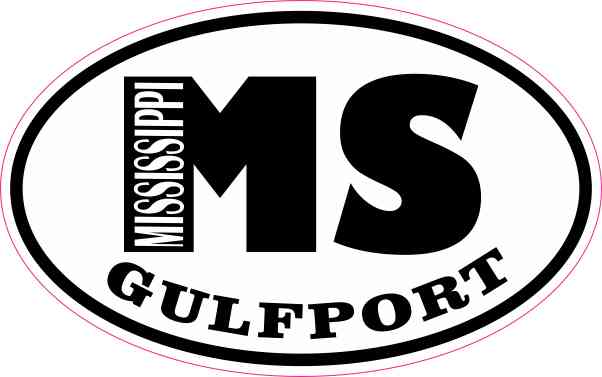 4in x 2.5in Oval MS Gulfport Mississippi Sticker