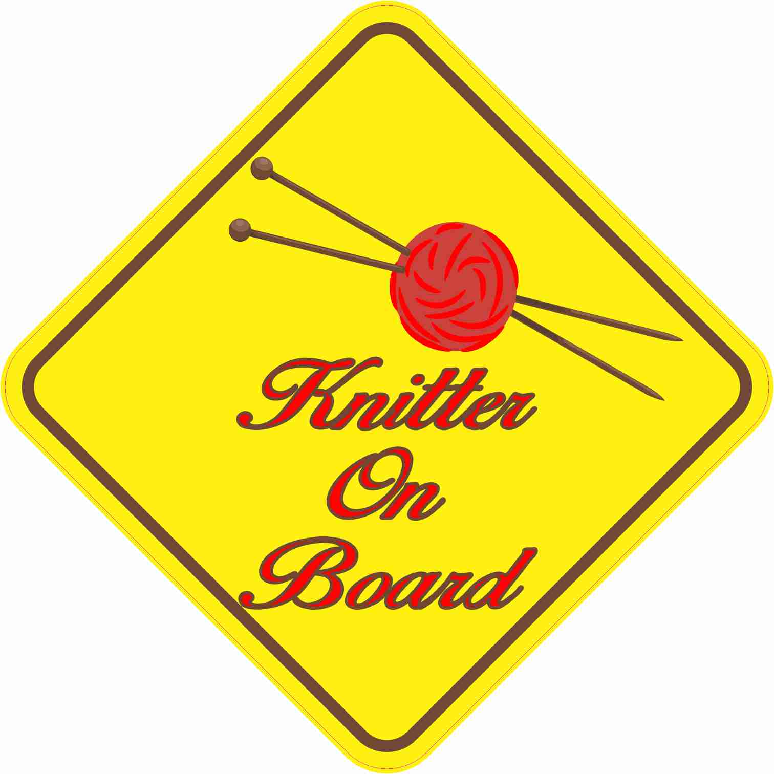 5in x 5in Red Knitter On Board Sticker