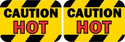 3in X 2in Caution Hot Stickers